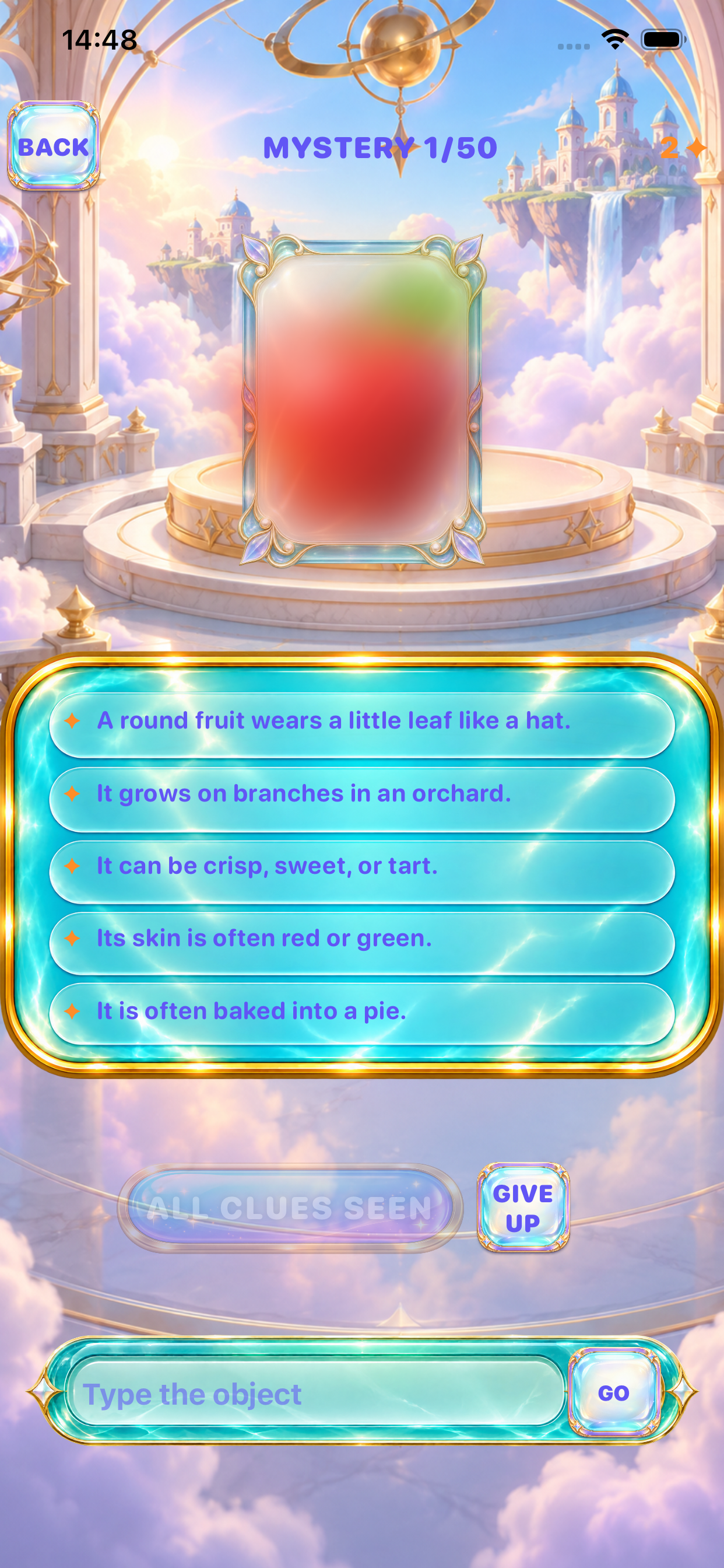 Silhouette Spark clue game screen